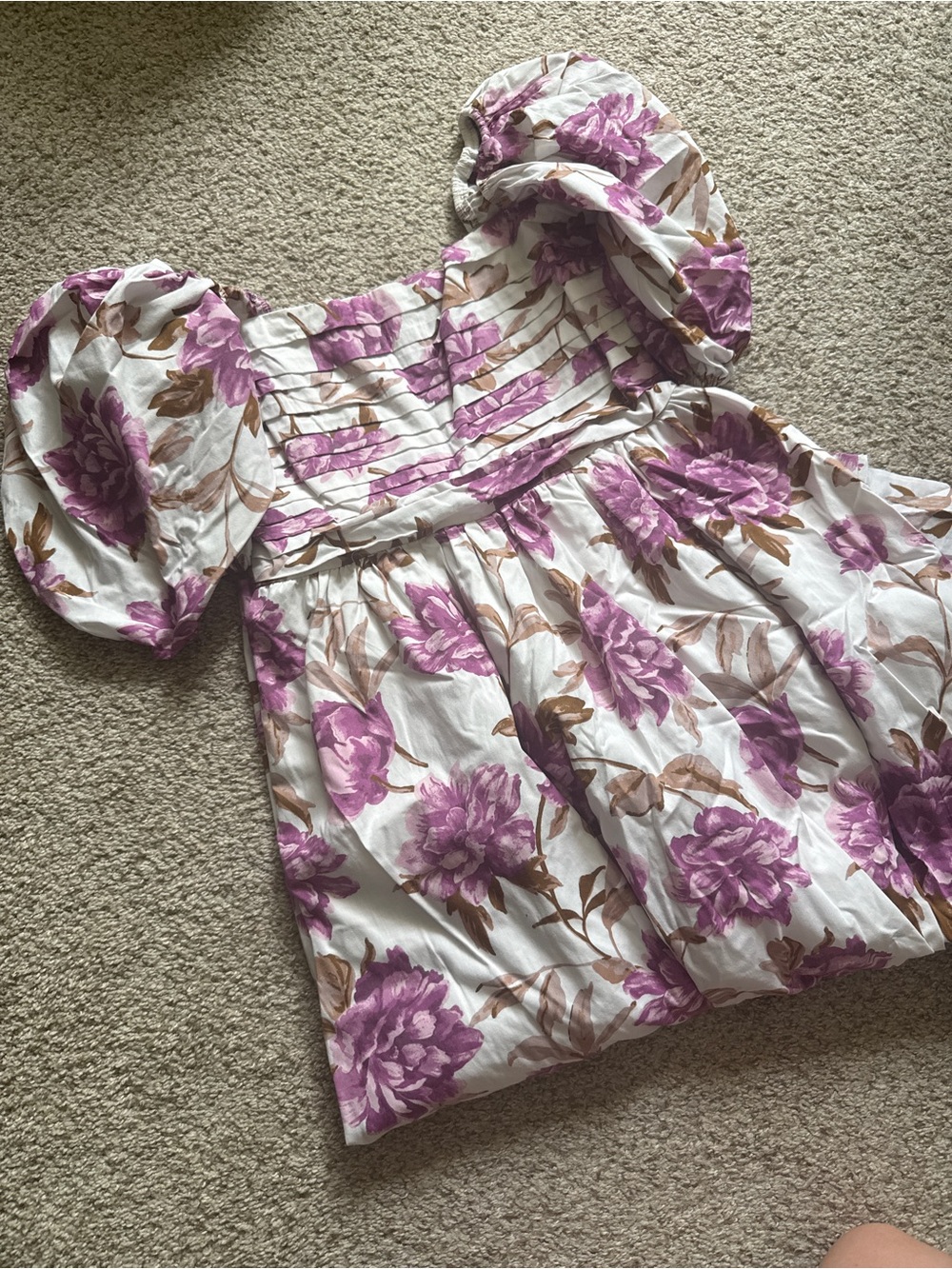 Abercrombie & Fitch White Midi Dress with Lavender Floral Print